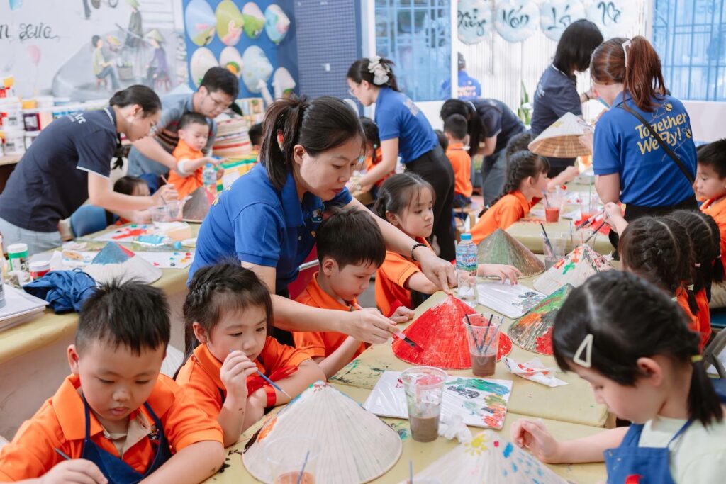 Students joining a Vietnamese craft workshop in Ho Chi Minh City