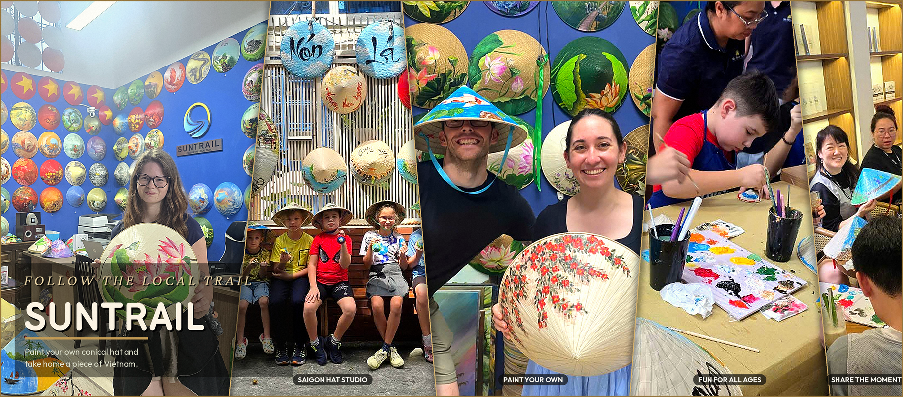 Cultural workshops in Ho Chi Minh City: Vietnamese conical hat painting workshop in Saigon, family and traveler experiences at The Sun Art hat studio – Suntrail Travel